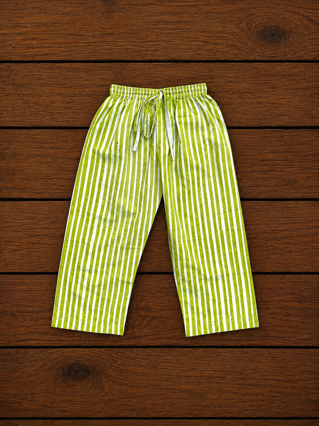White/ lime green stripe kids loungewear set