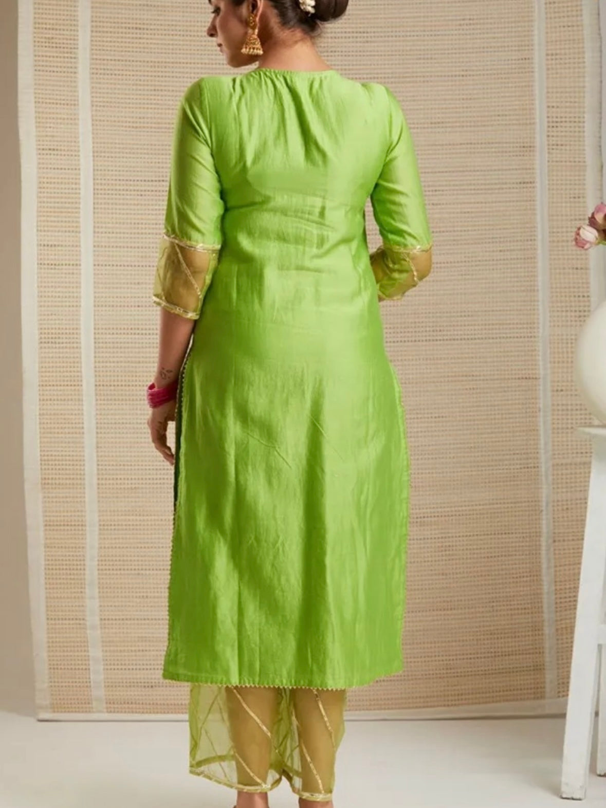 Sabz totia chanderi suit set