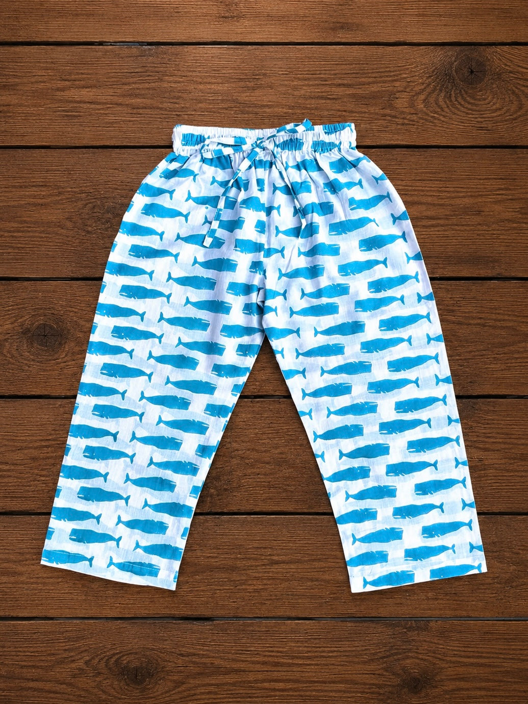 Turquoise whale print kids loungewear set