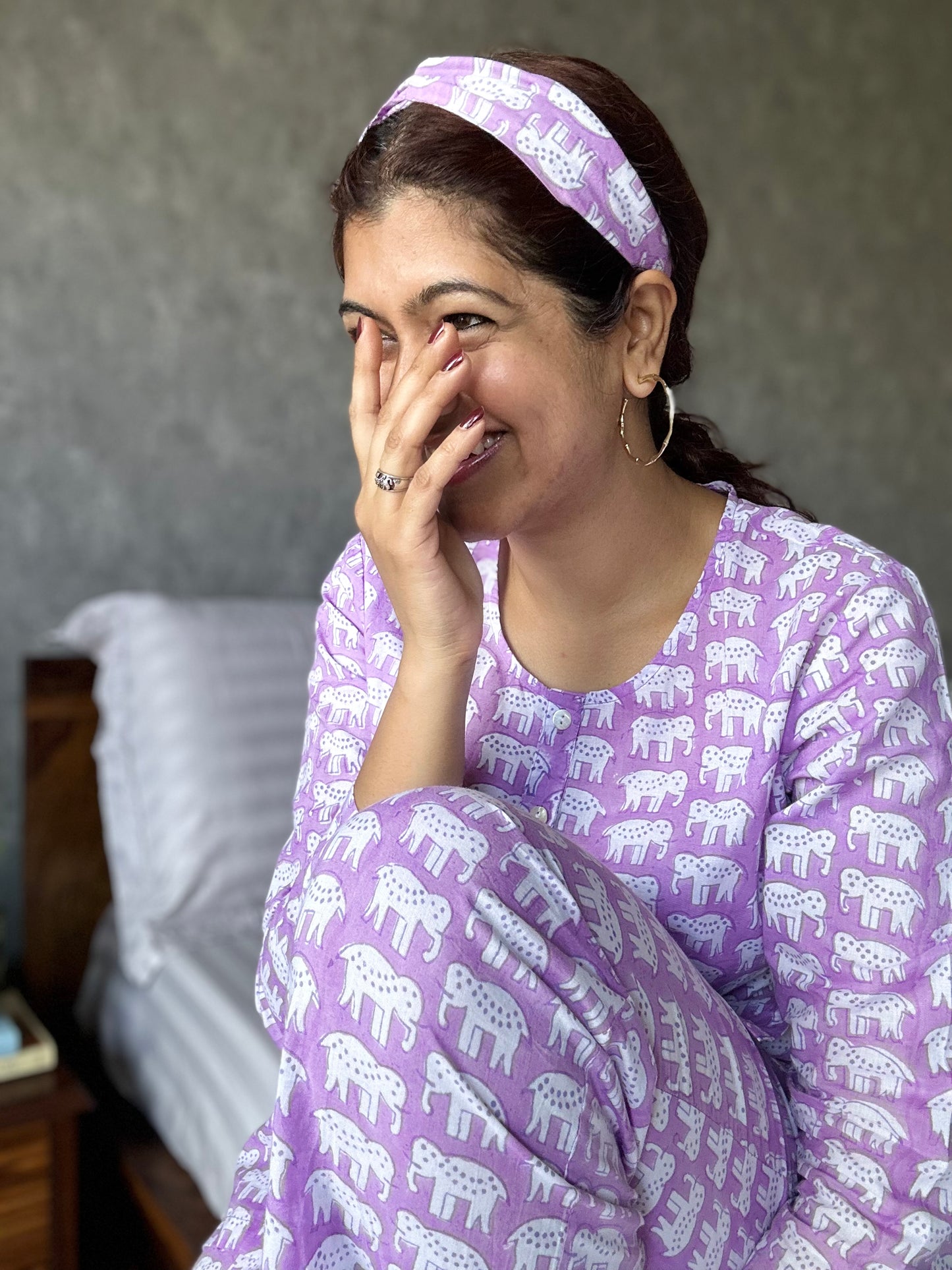 Lilac haathi print loungewear set
