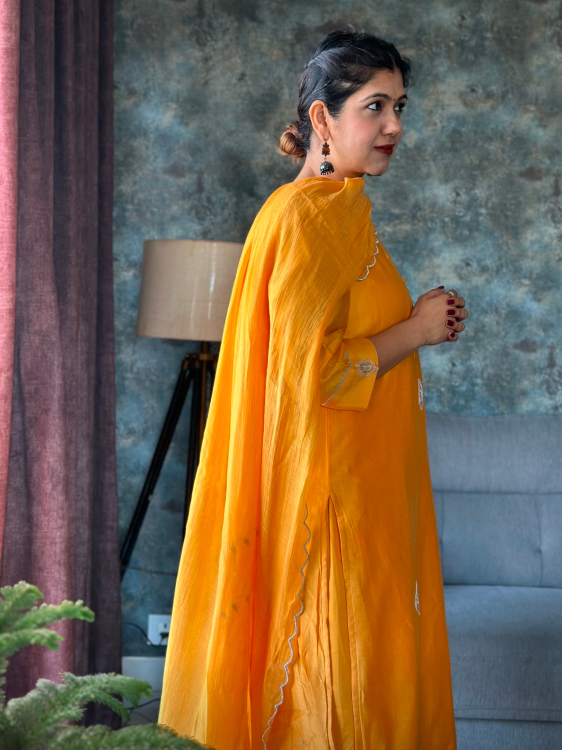Surajmukhi chanderi hand embroidered kurta