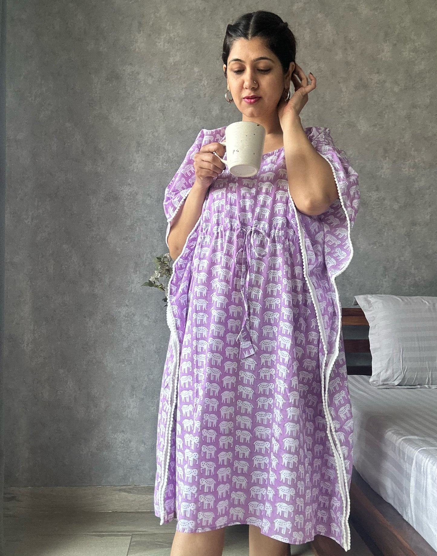 Lilac haathi print kaftan