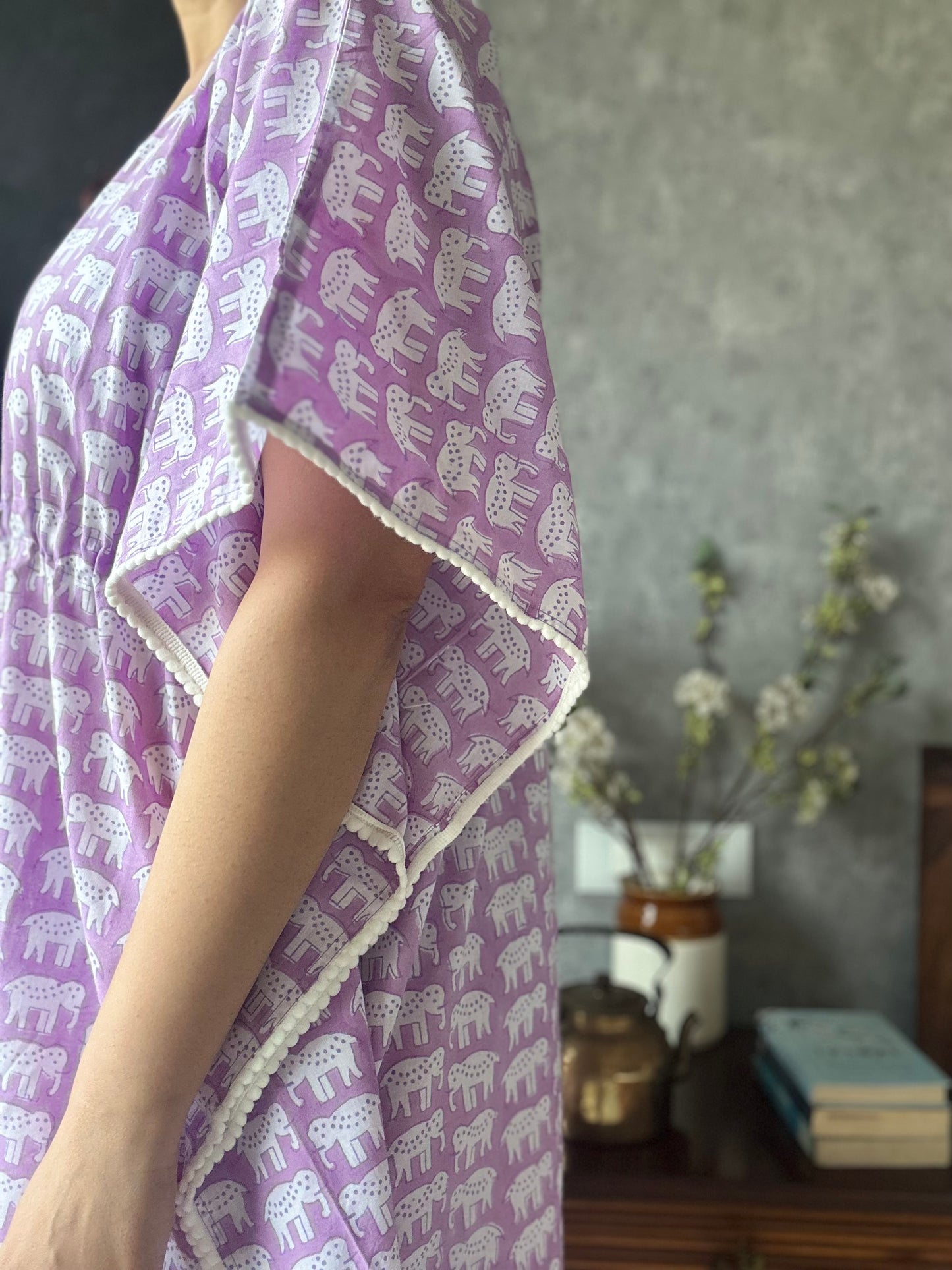 Lilac haathi print kaftan