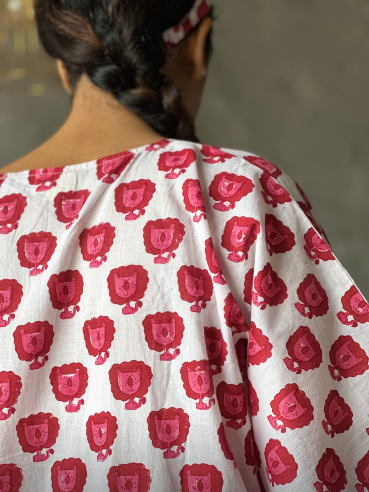 Red little sheru print kaftan