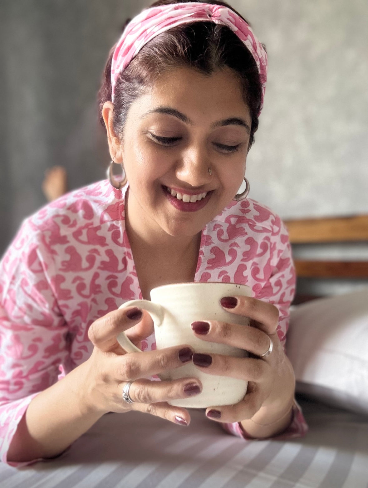 Pink monkey print loungewear set