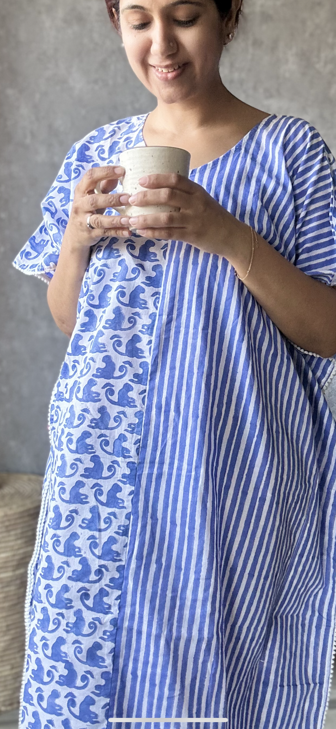 Ink Blue monkey print kaftan