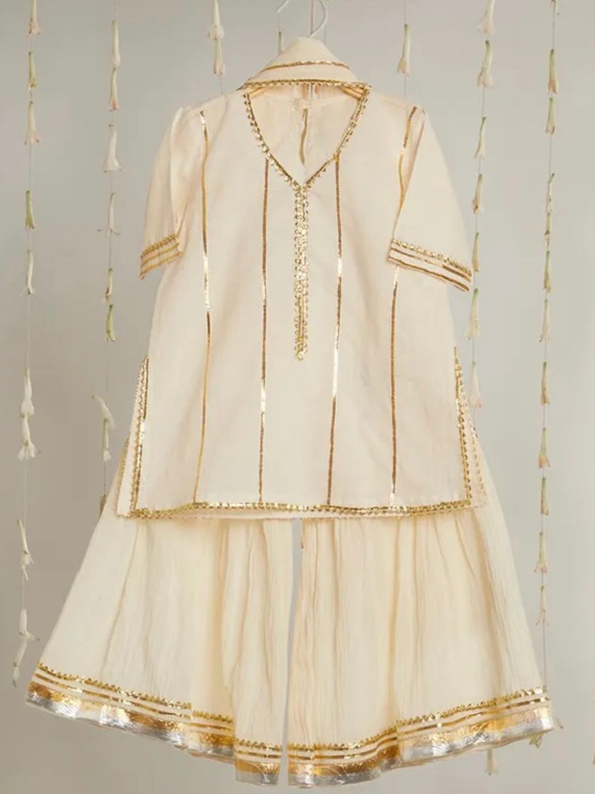 Kids gota work cream gharara set