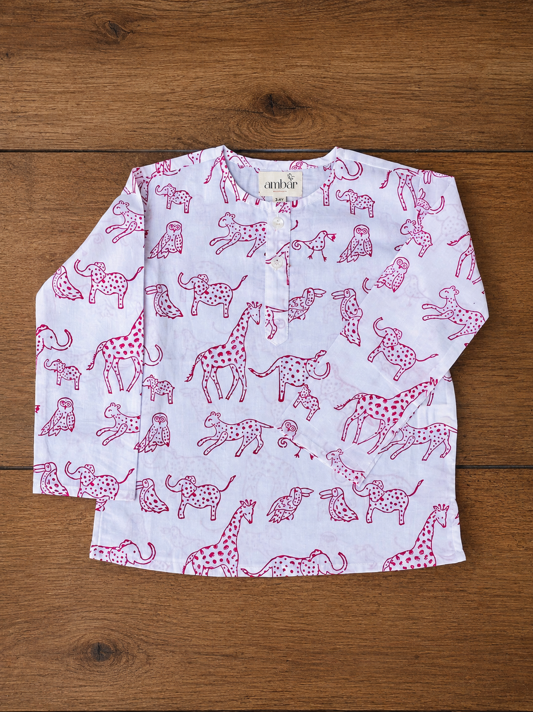 Red animal print kids loungewear set
