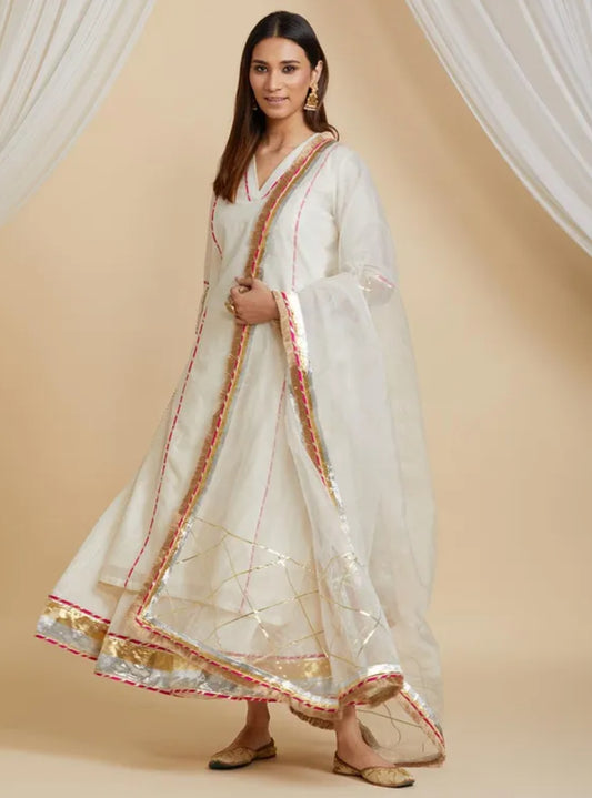 Rosh chanderi kurta lehenga set