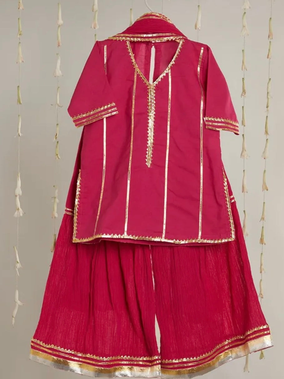 Kids gota work pink gharara set
