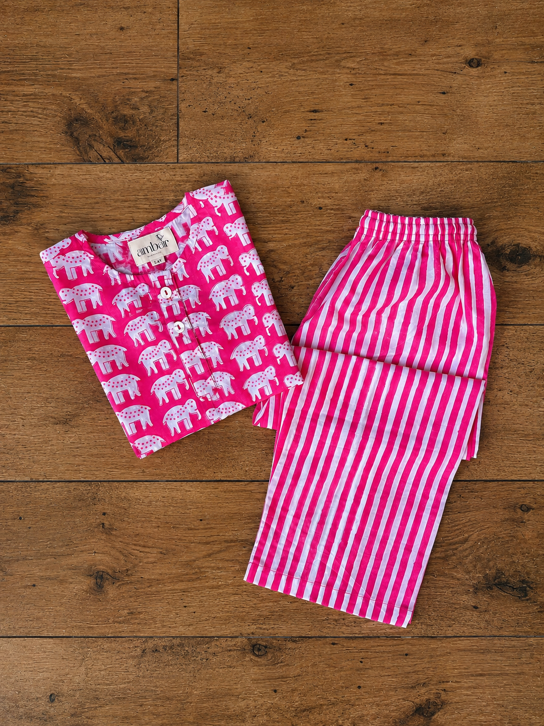 Gulabi haathi print kids loungewear set