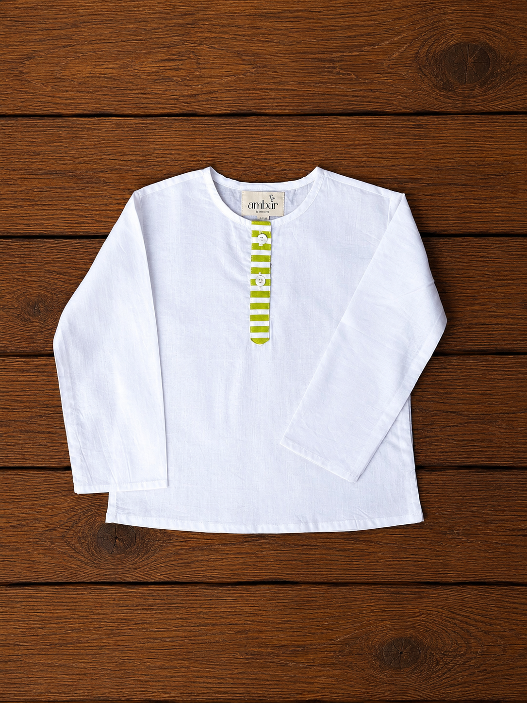 White/ lime green stripe kids loungewear set