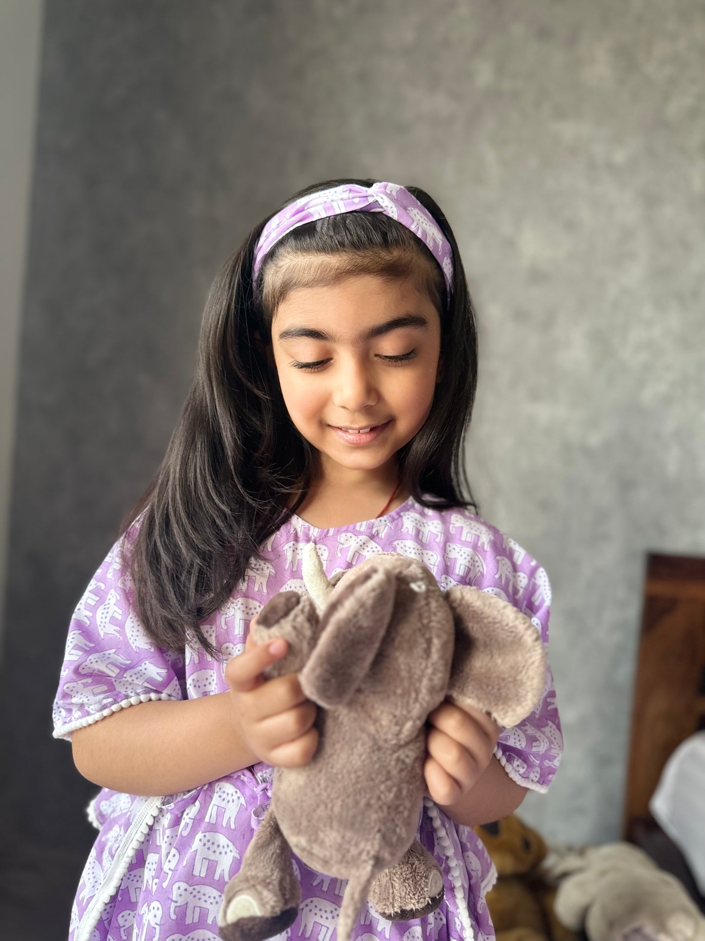 Lilac haathi print kids kaftan