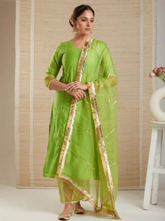 Sabz totia chanderi suit set