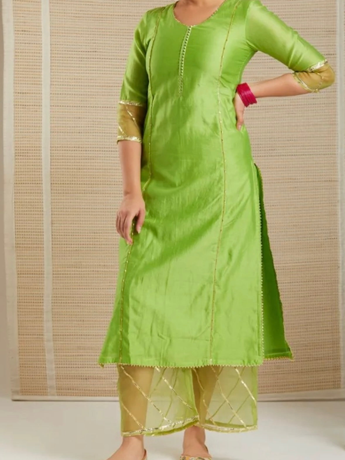 Sabz totia chanderi suit set