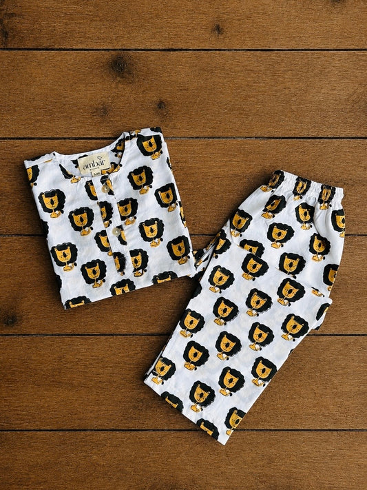 Yellow little sheru print kids loungewear set