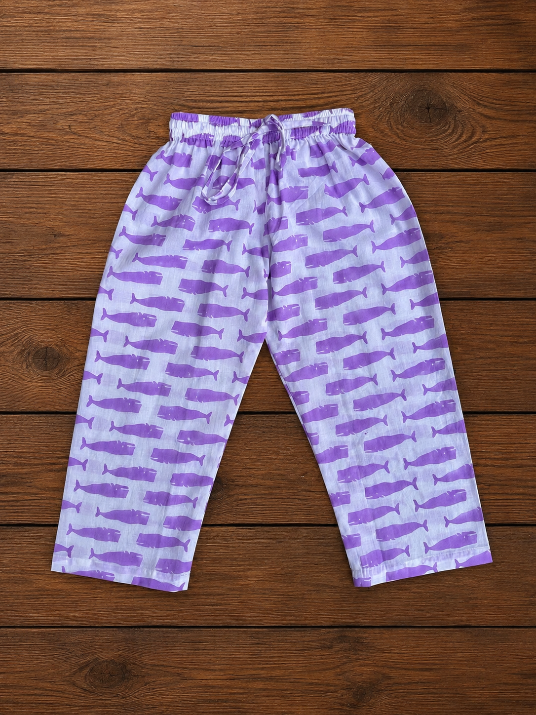 Lilac whale print kids loungewear set