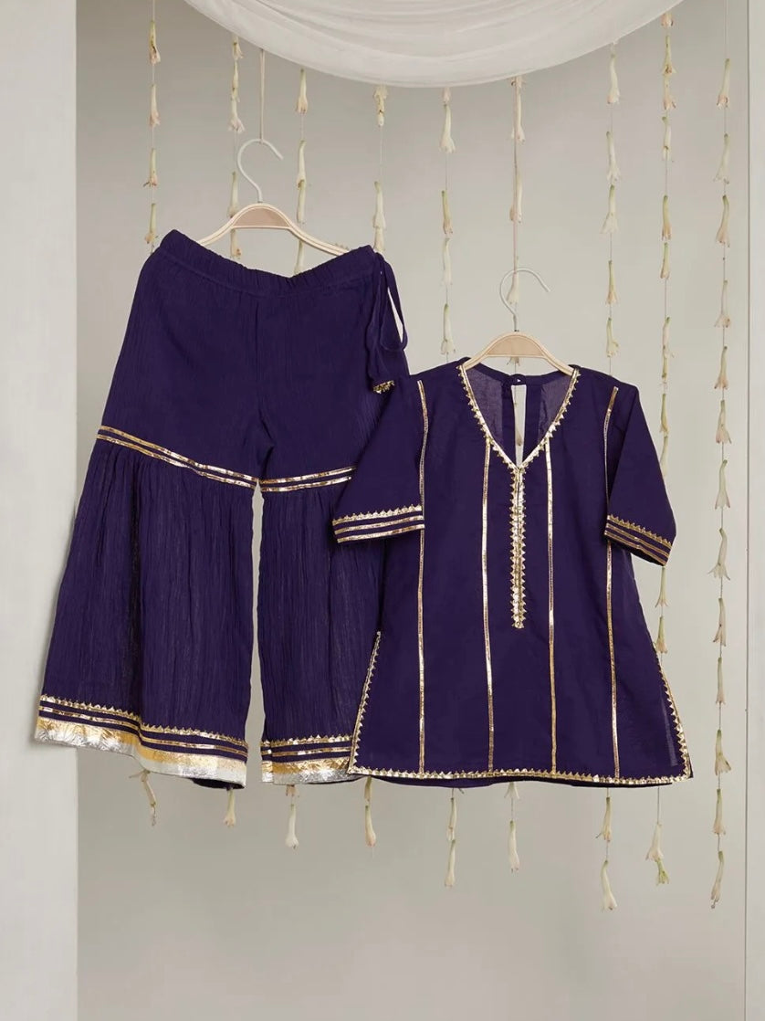 Kids gota work blue gharara set