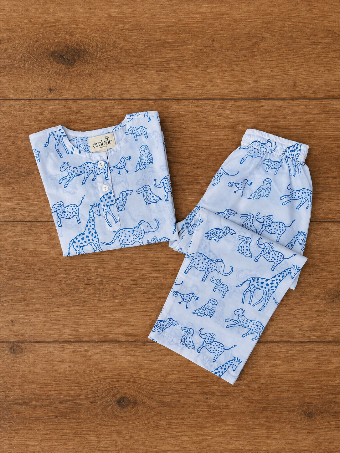 Blue animal print kids loungewear set (Copy)