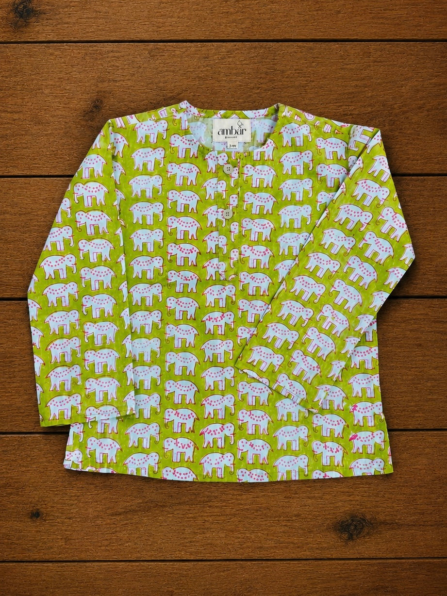 Green haathi kids loungewear set