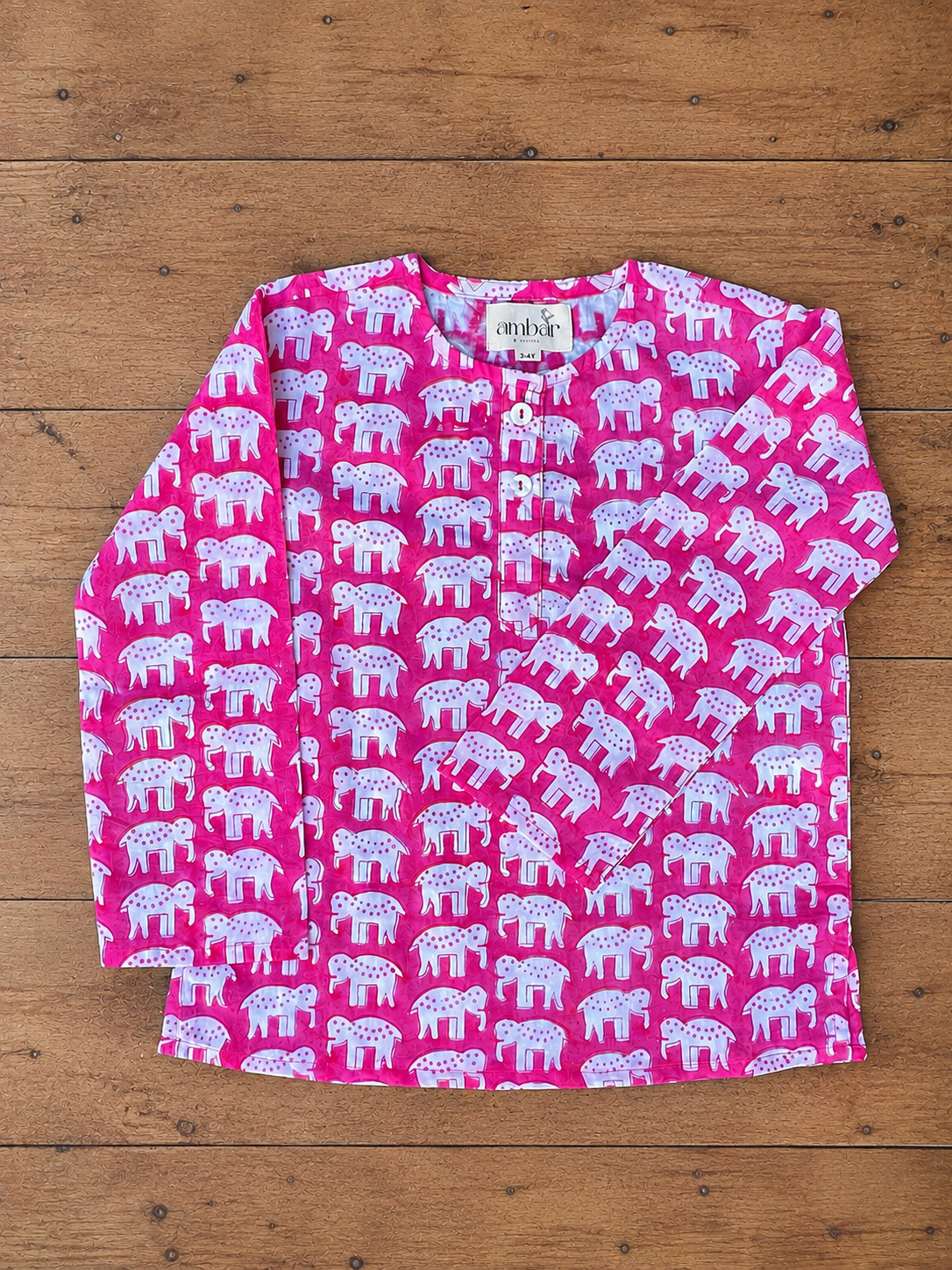 Gulabi haathi print kids loungewear set
