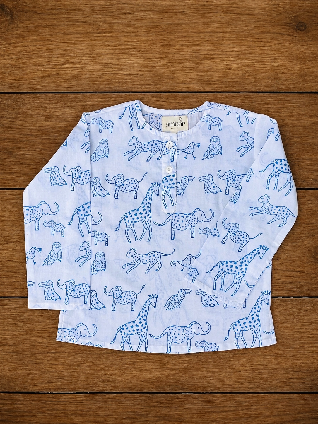Blue animal print kids loungewear set