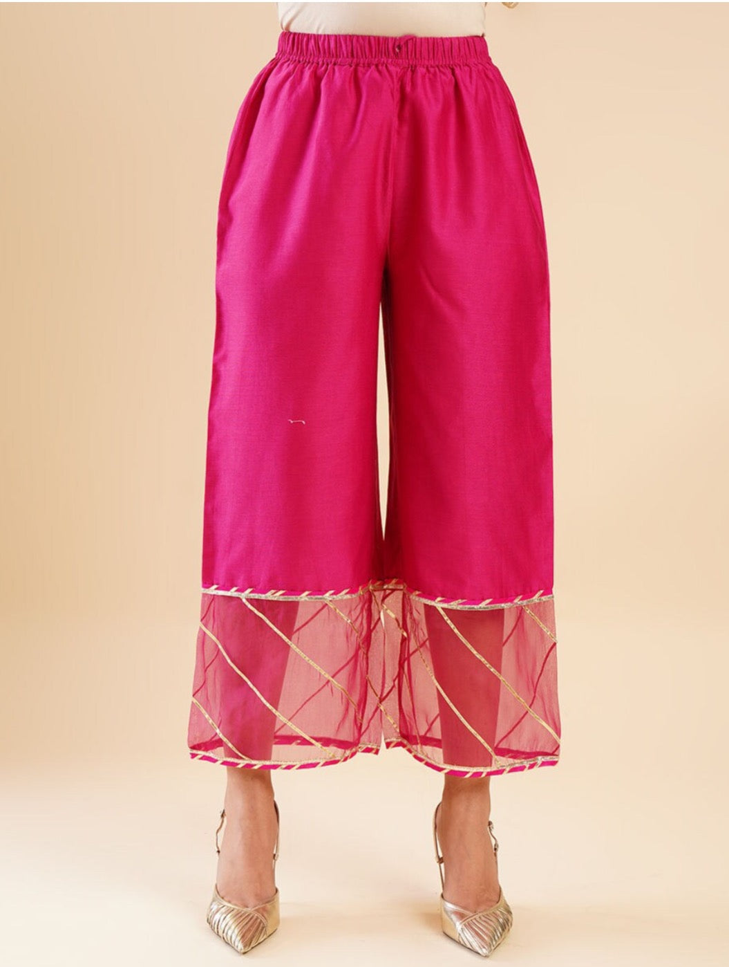 Gulabi chanderi suit set