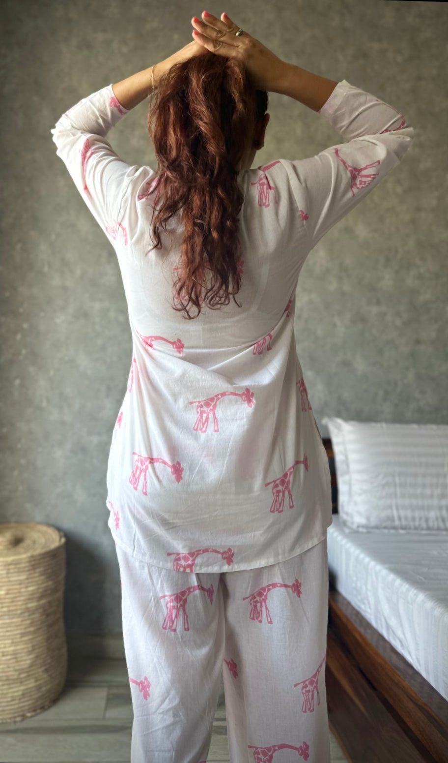 Pink giraffe print women’s loungewear set