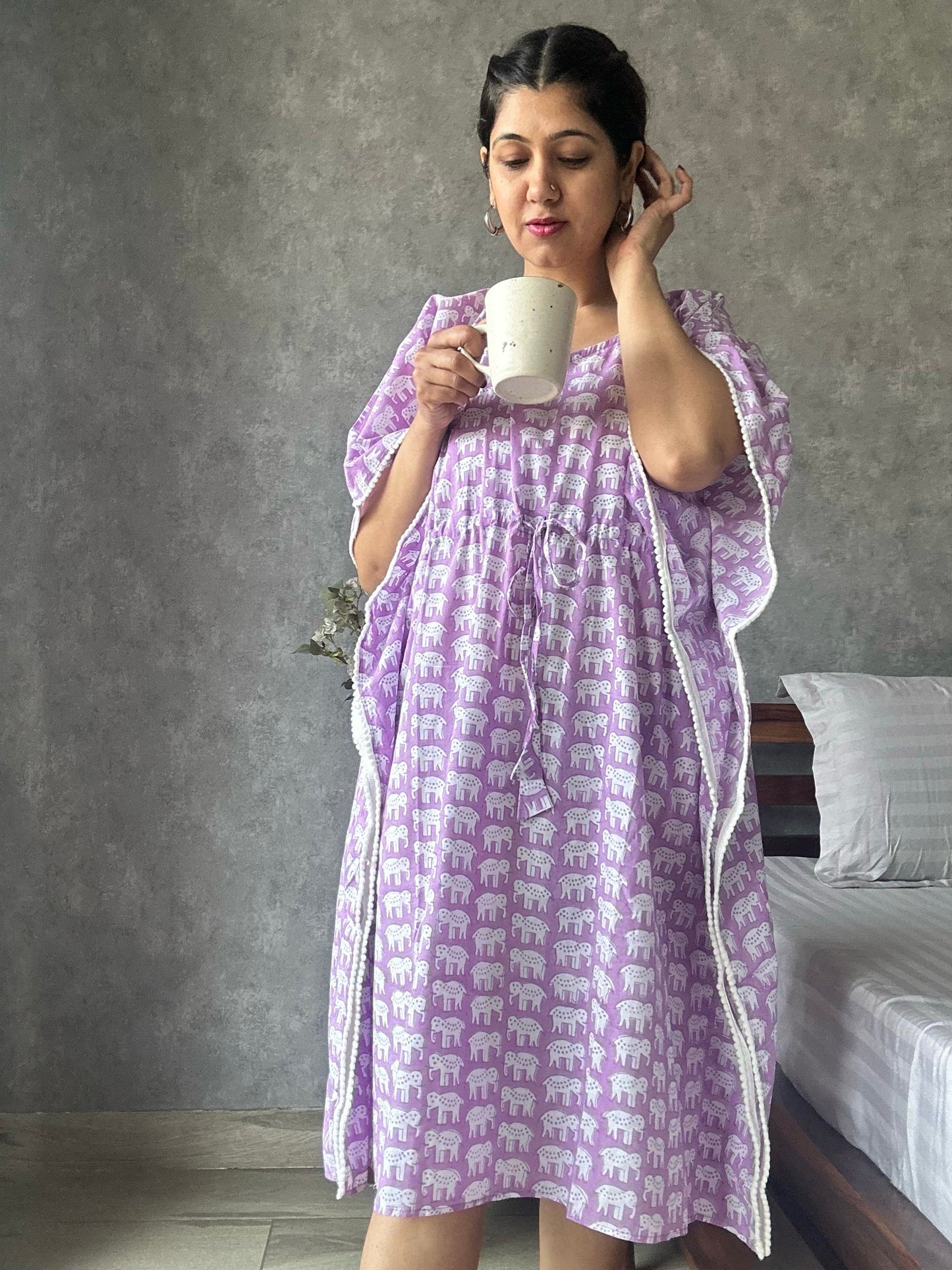 Lilac haathi print kaftan