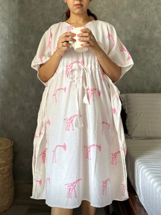 Pink giraffe print kaftan