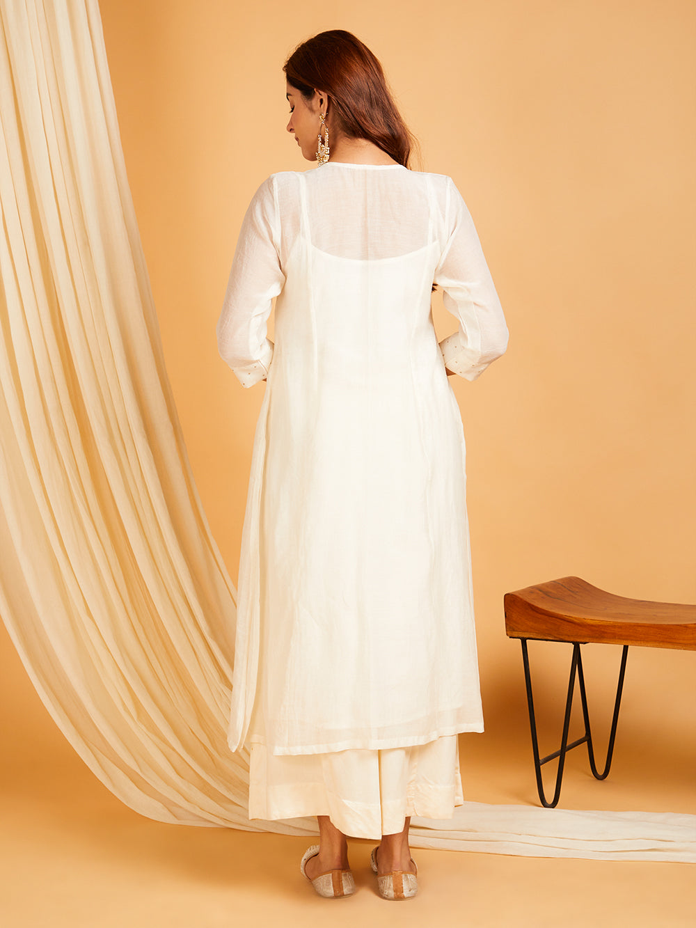 Rosh mul chanderi hand embroidered women's kurta